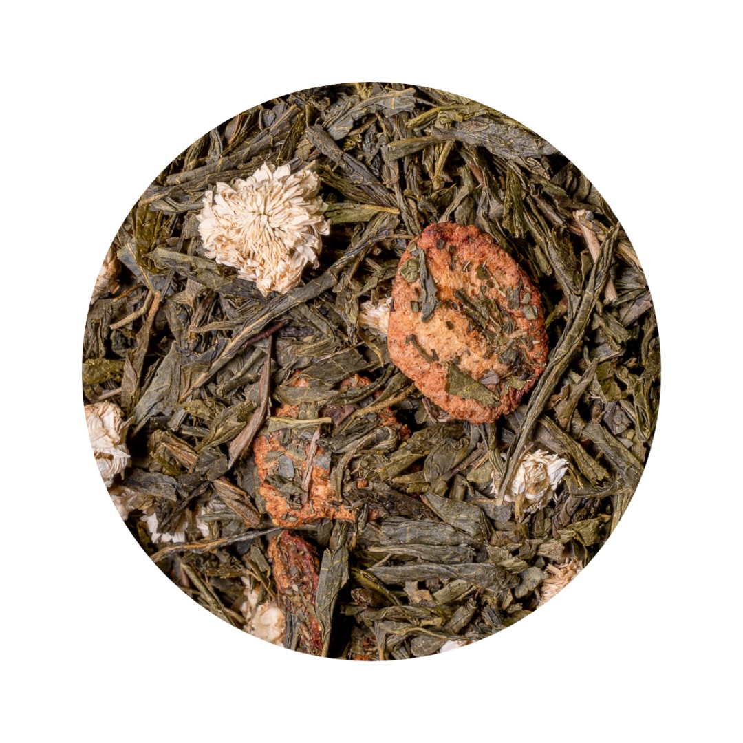 té verde champán y fresas